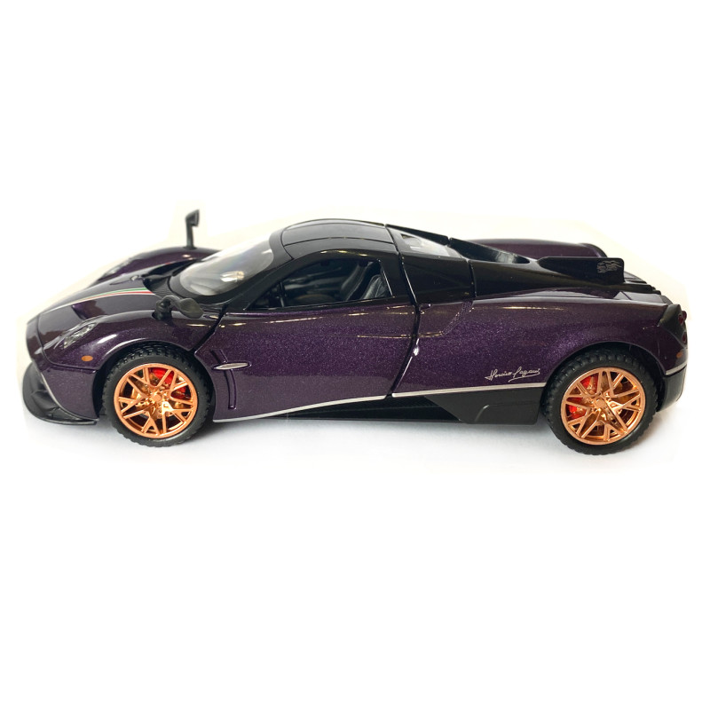 Машинка металева іграшкова Pagani huayra, Авто Експерт, фіолетова, світло, звук, інерція, відкр. двері, 16*4*7см. (67008)