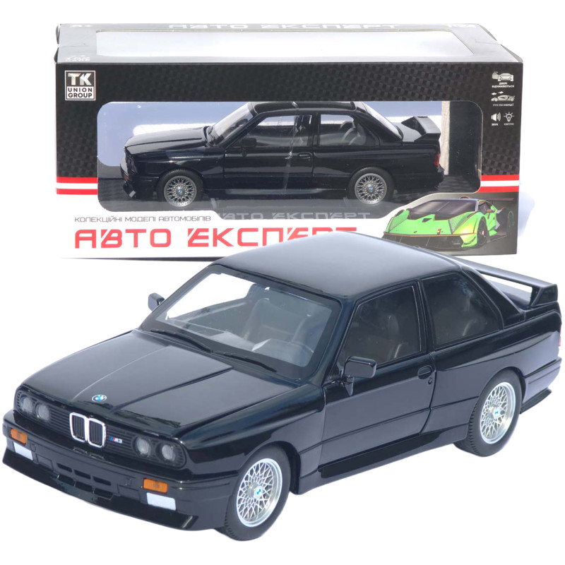 Машинка метал BMW M3 (E30) АвтоЕксперт чорна 1:24 світло звук відкр двері капот багажник (1273-27)