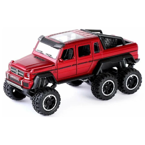 Машинка металева дитяча Mercedes-Benz G63 AMG 6x6, позашляховик, червоний, Автоексперт, 1:24, світло, інерція, відкриваються двері, багажник, капот, 22*10*9см (GT - 07906)