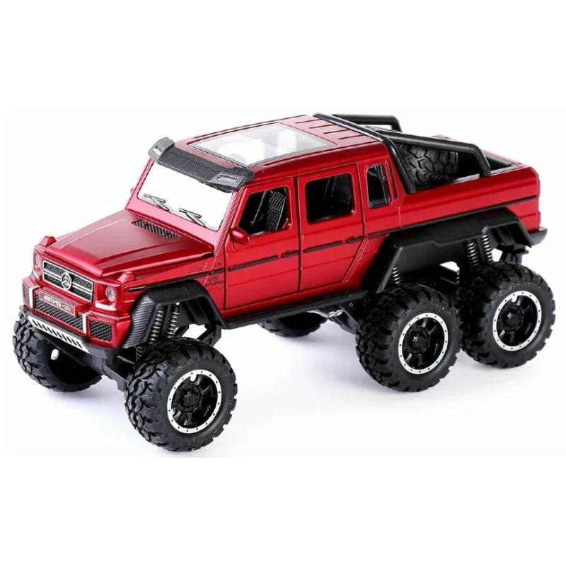 Машинка металева дитяча Mercedes-Benz G63 AMG 6x6, позашляховик, червоний, Автоексперт, 1:24, світло, інерція, відкриваються двері, багажник, капот, 22*10*9см (GT - 07906)