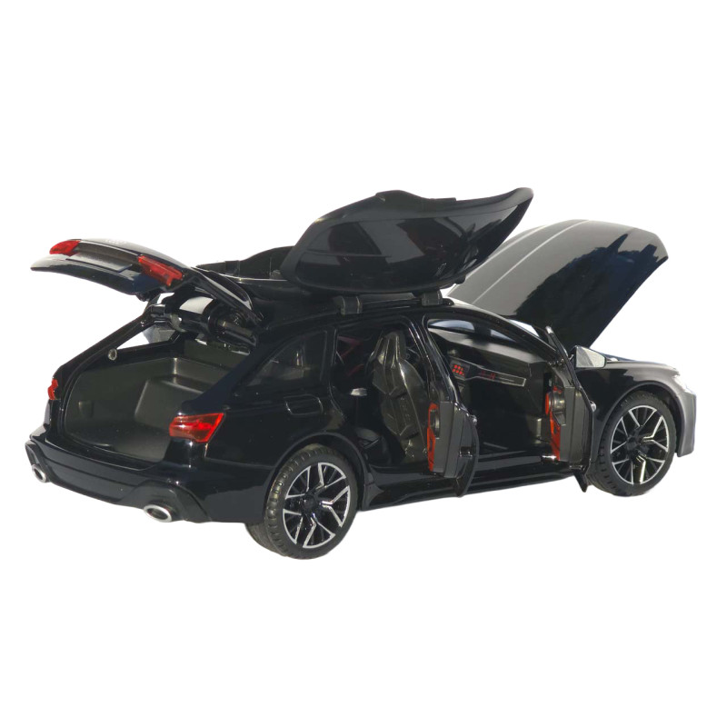 Машинка метал Audi RS6 Avant чорна 1:24 світло звук відкр двері капот багажник (1870-07)