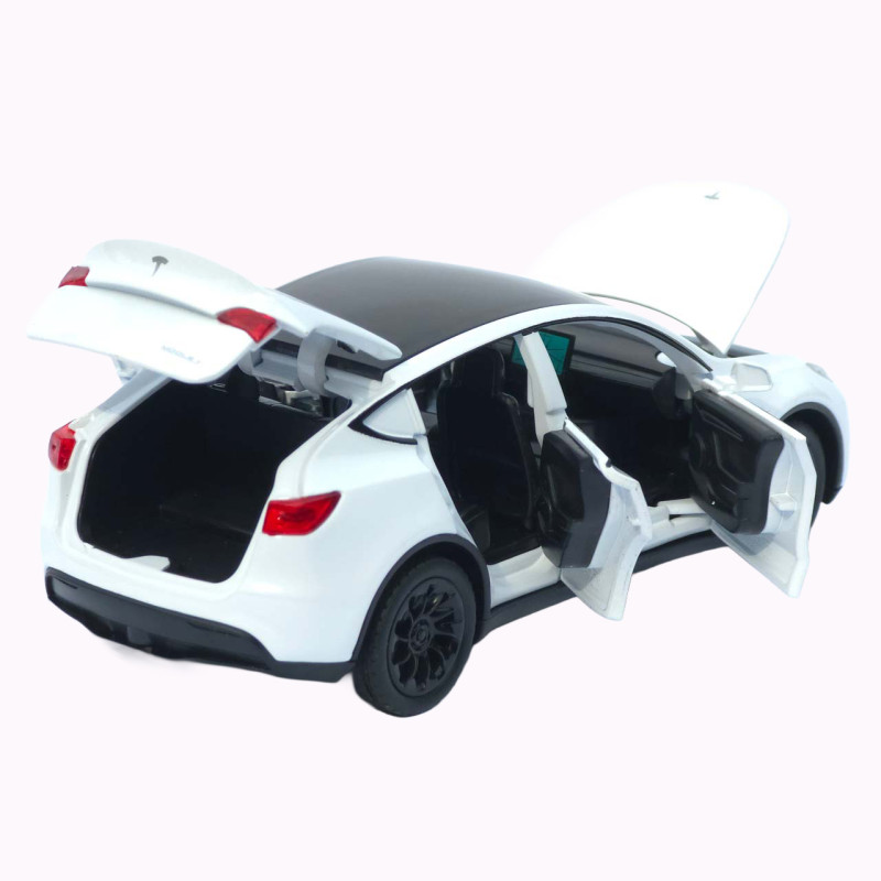 Машинка метал Tesla Model Y біла 1:32 звук світло відкриваються двері капот багажник (ТК-8321)