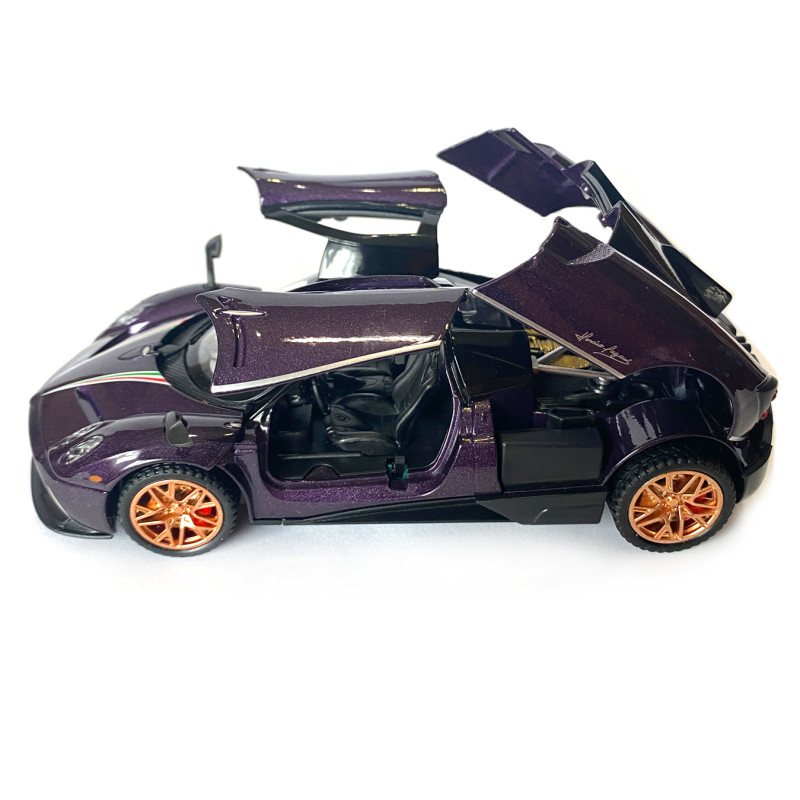 Машинка металева іграшкова Pagani huayra, Авто Експерт, фіолетова, світло, звук, інерція, відкр. двері, 16*4*7см. (67008)