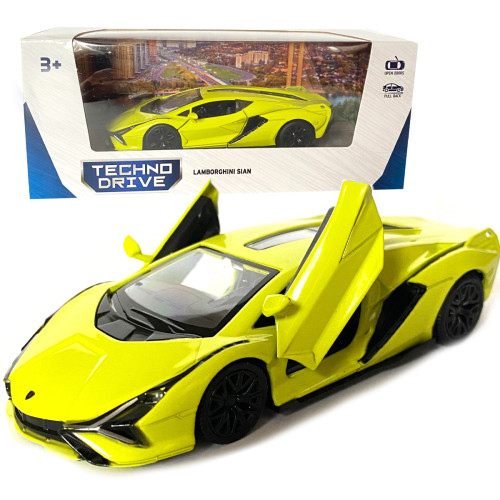 Іграшкова машинка металева Lamborghini Sian, Ламборгіні сіан, зелена, відкр двері, інерція, 1:42, 6*12*3см (250346U) 