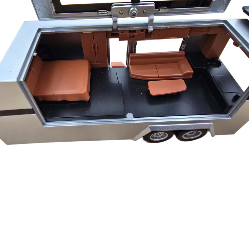 Машинка метал Tesla Cybertruck з прич-кемпером та квадр чорна Тесла 1:32 звук світло 17,5*6*6,5см (CZ 58 B)