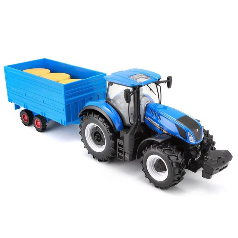 Спецтехника трактор New Holland T7.315 HD Bburago, 1:32, с прицепом, синий (18-44067)