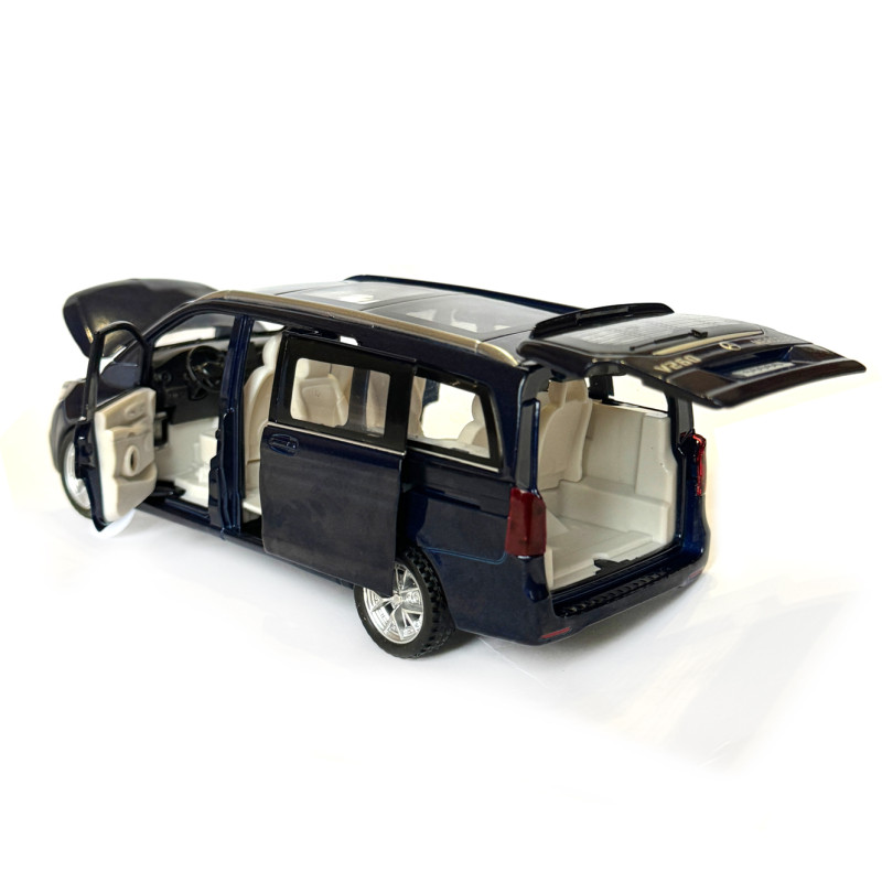 Машинка металева Mercedes Benz Vito V260 мерседес віто мікроавтобус синій 1:32 світло звук відкриваються двері баг капот резинові колеса 16*7*6 см (AP-1826)