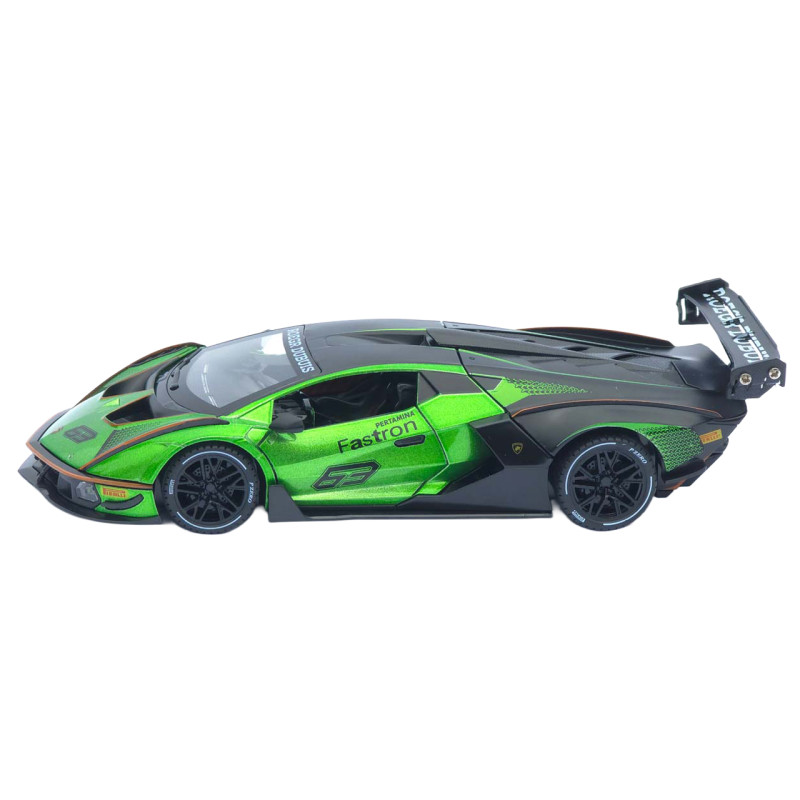 Машинка метал Lamborghini Essenza SCV12 зелена 1:24 звук світло відчин двері капот багажник (1650-05)