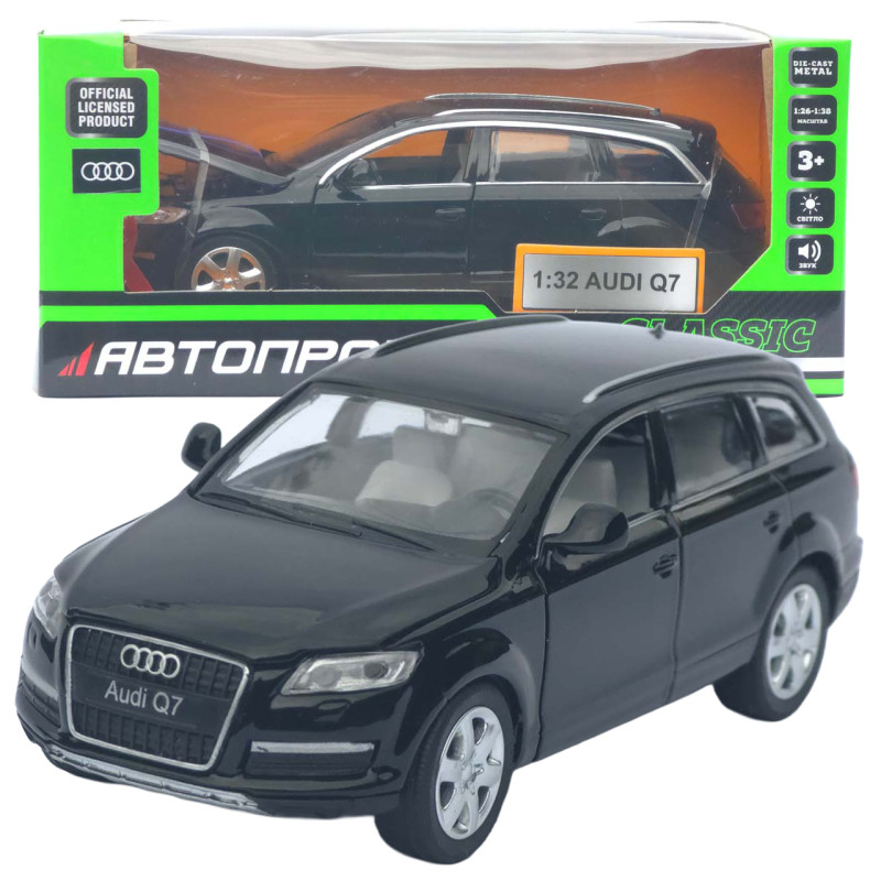 Машина метал Audi Q7 Ауді чорна 1:32 інерція світло звук 16*6*5 см (68310)