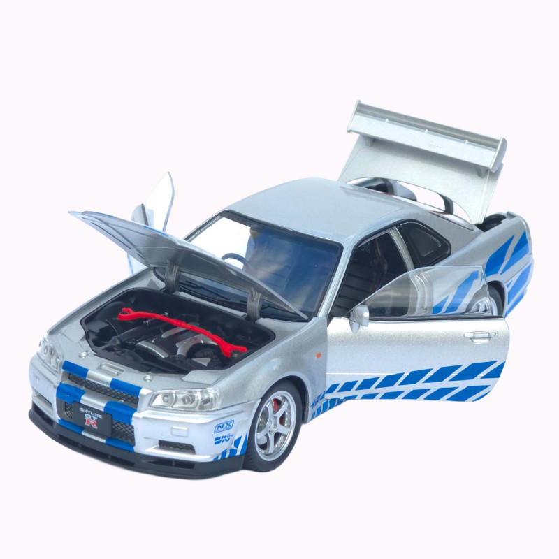 Машинка метал Nissan Skyline GT-R АвтоЕксперт срібляста 1:24 звук світло відкр двері капот багажник (1990-21)