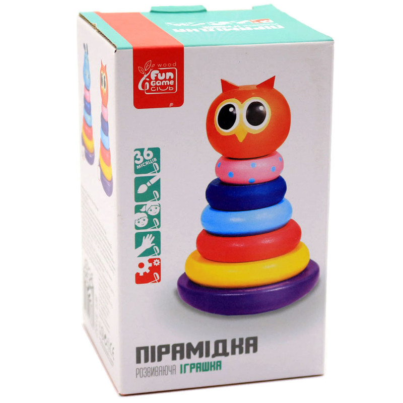 Розвиваюча іграшка дерев'яна пірамідка Fun Game, бегемот 3+ (91552)
