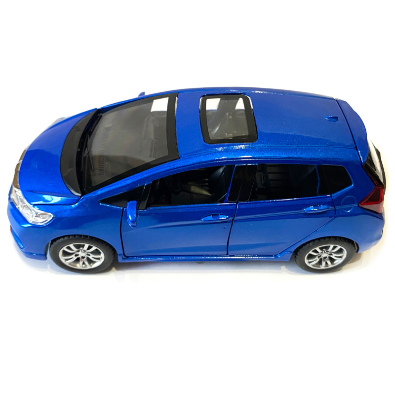 Машинка металева дитяча Honda Fit, синя, металева, 1:32, звук, світло, інерція, відкриваються двері, багажник, капот, 15*5*6см (GT - 04600)