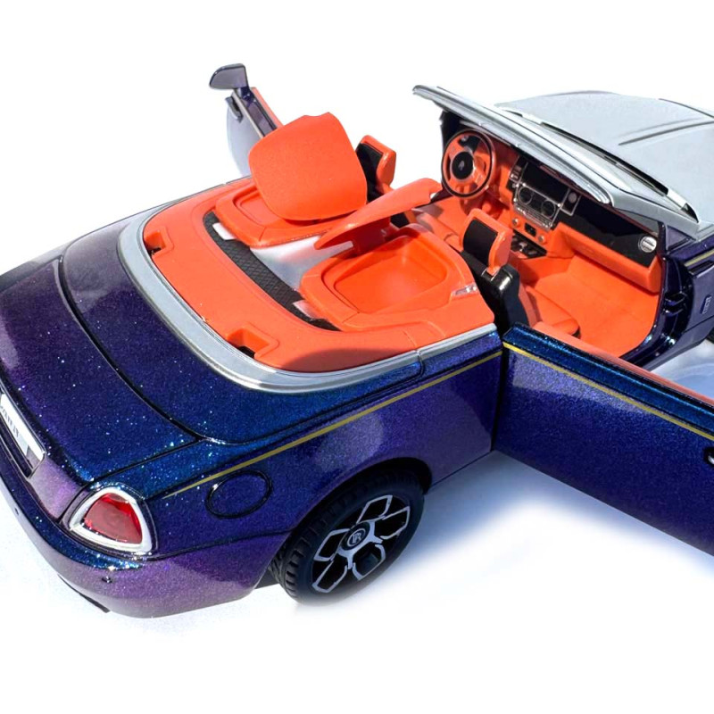 Машинка метал Rolls-Royce Dawn Spofec Ролс Ройс кабріолет синій 1:24 відкр двері баг капот звук світло 22*6,5*8см (AP-2013)