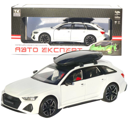 Машинка метал Audi RS6 Avant біла 1:24 світло звук відкр двері капот багажник (1870-07)