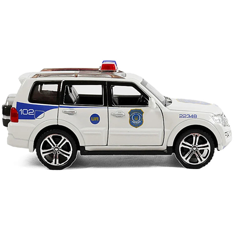 Машина металева поліція Mitsubishi Авто Експерт 1:32 світло звук інерція відч двері баг капот 15*6*6,5см (51282)
