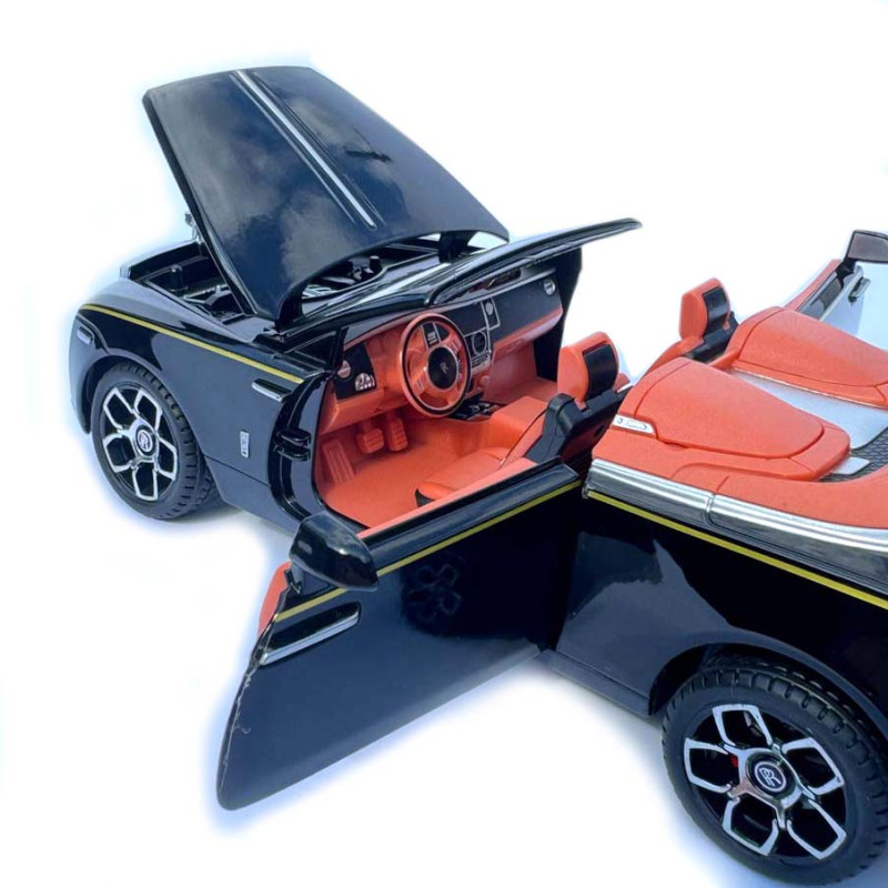 Машинка метал Rolls-Royce Dawn Spofec Ролс Ройс кабріолет чорний 1:24 відкр двері баг капот звук світло 22*6,5*8см (AP-2013)