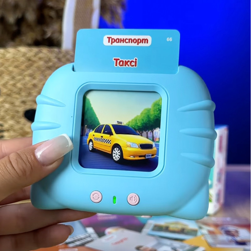 Картрідер Знань WToys синій укр мова USB рег гучності 112 карток 224 зображення 18 тем абетка вірші пісеньки казки 10,5*1,5*9см (84499)