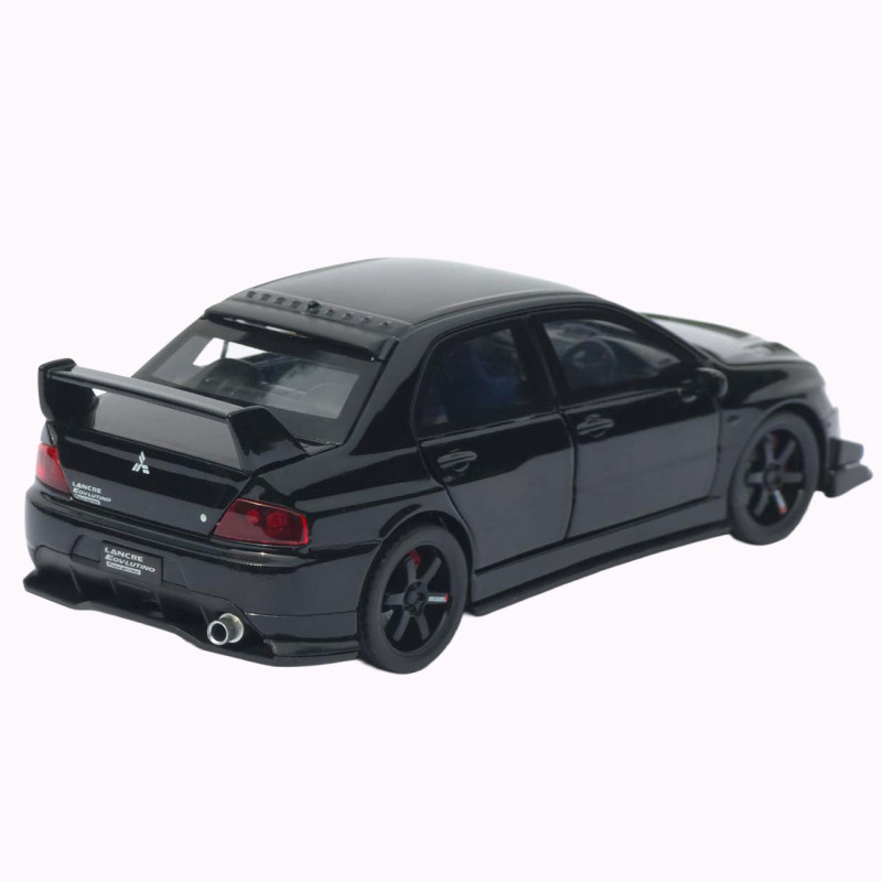 Машинка метал Mitsubishi Lancer Evolution IX чорна 1:32 світло звук інерція відч двері баг капот 15*5,5*4,5см (TK-20651)