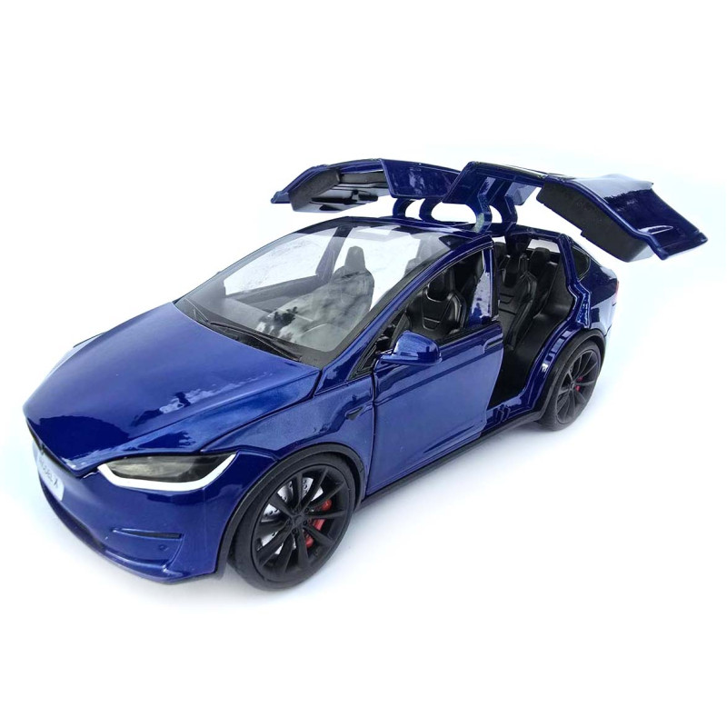 Машинка метал Tesla model X електрокар синя Тесла 1:24 відкр двері баг капот звук світло 17,5*7,5*5,5см (EL 97188)