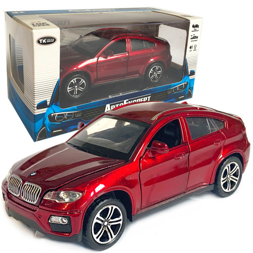 Іграшкова машинка металева BMW X6 АвтоЕксперт БМВ Х6 джип, червоний, звук, світло, інерція, відкр. двері, капот, багажник, 15*6*5 см (LF-73744)