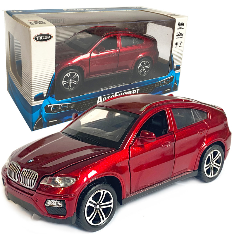 Іграшкова машинка металева BMW X6 АвтоЕксперт БМВ Х6 джип, червоний, звук, світло, інерція, відкр. двері, капот, багажник, 15*6*5 см (LF-73744)