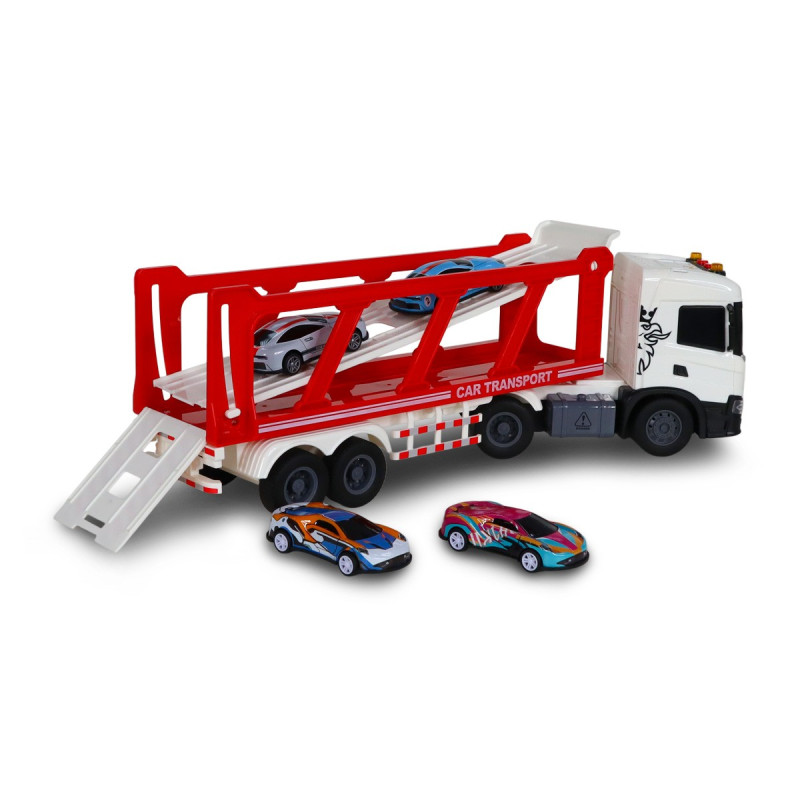 Автоперевізник Scania (4 машинки, світло, звук), Large Truck, TechnoDrive,  42х13х15 см (6414KS)
