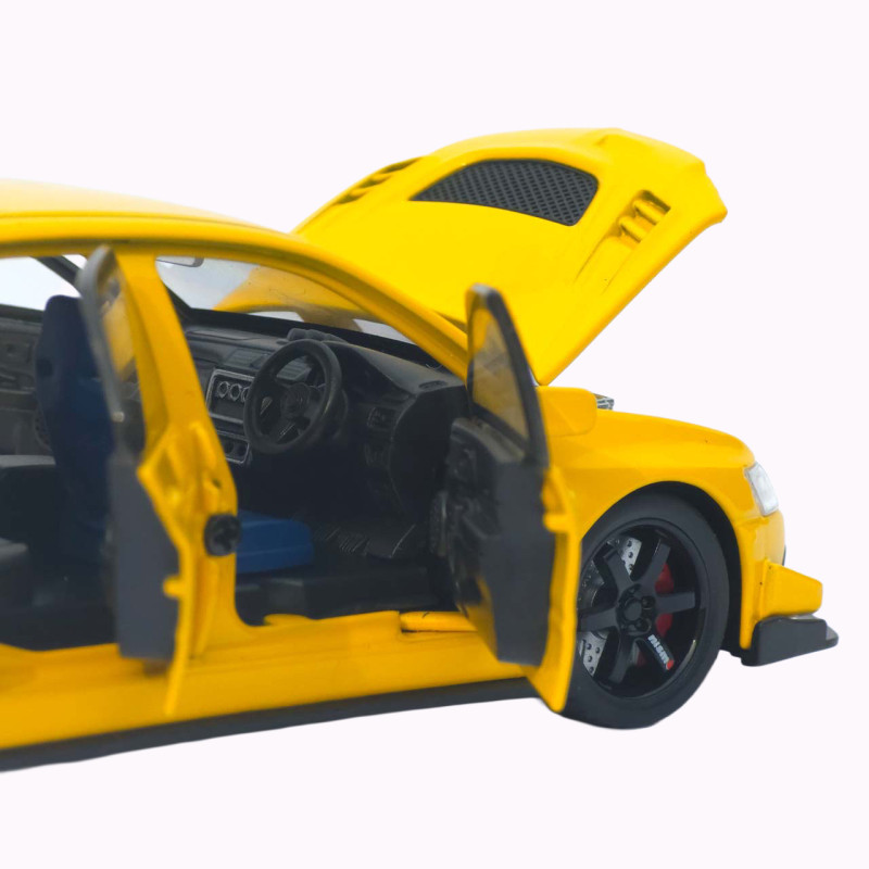 Машинка металл Mitsubishi Lancer Evolution IX желтая 1:32 свет звук инерция откр двери баг капот 15*5,5*4,5см (TK-20651)