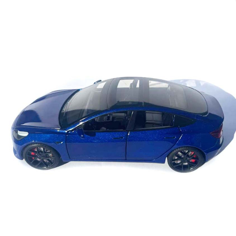 Машинка метал Tesla model 3 синя Тесла 1:24 відкр двері баг капот звук світло 18,5*6*8,5см (EL-94022)