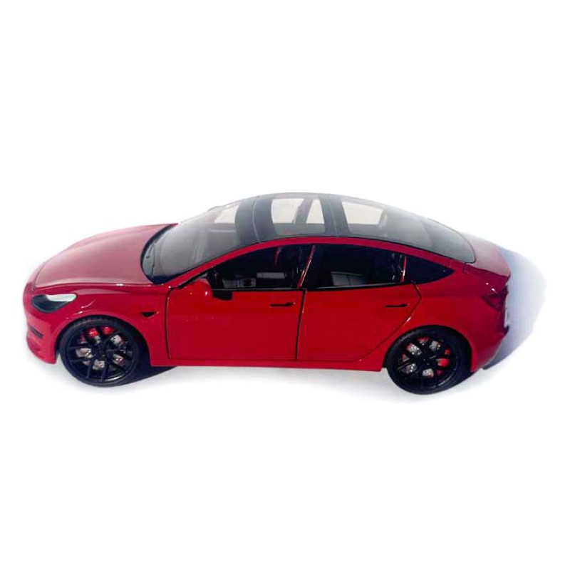 Машинка метал Tesla model 3 червона Тесла 1:24 відкр двері баг капот звук світло 18,5*6*8,5см (EL-94022)