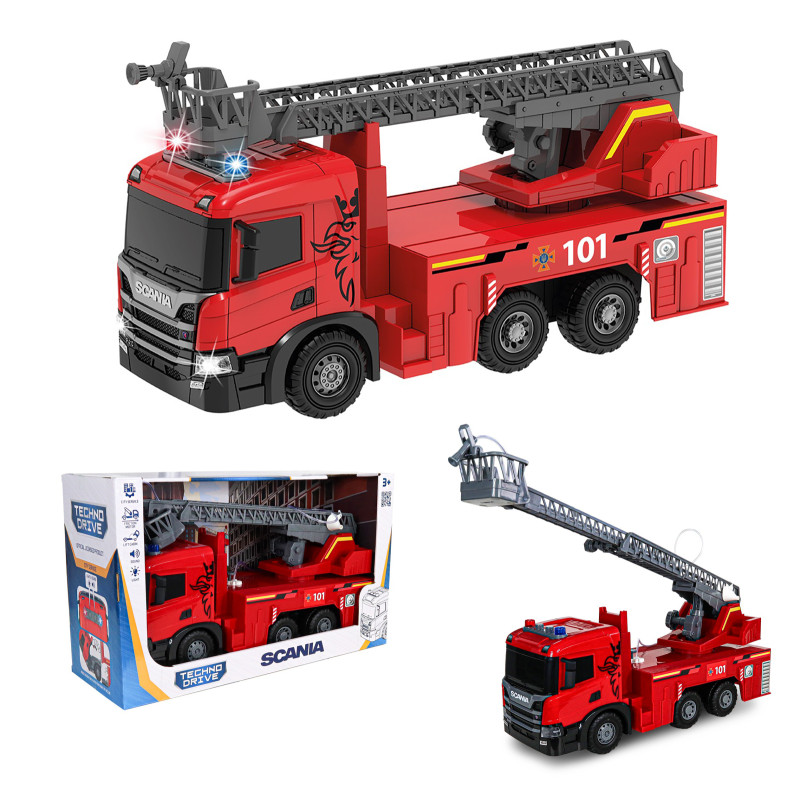 Пожарная машина Scania (свет, звук, функ. воды), Super Big Truck, TechnoDrive, 52х19х27см (5005KS)