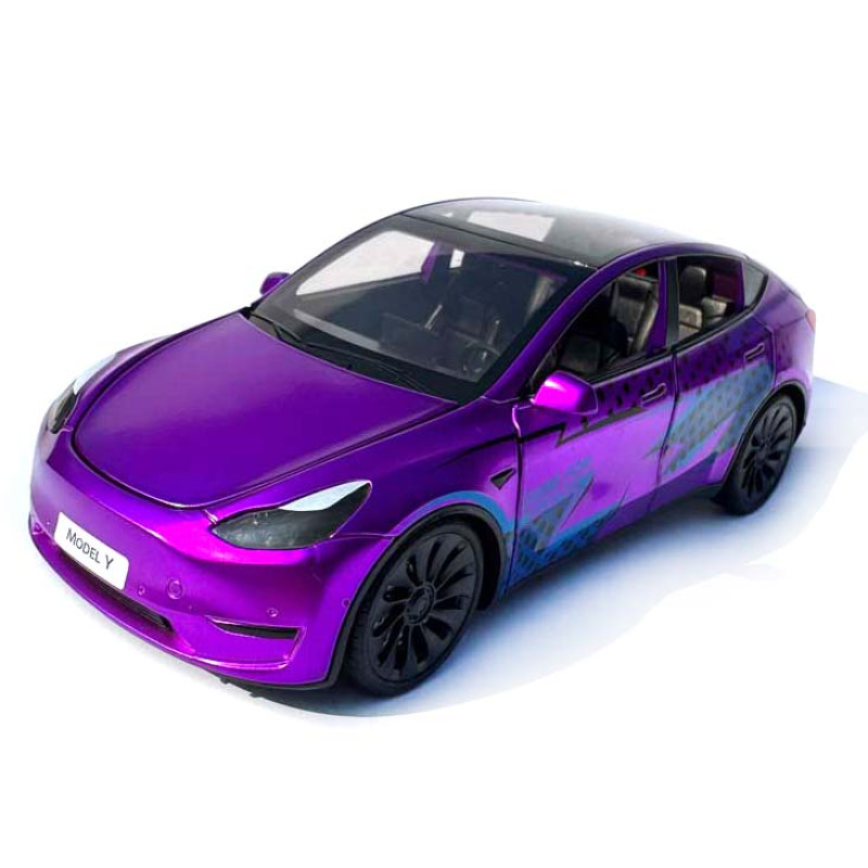 Машинка метал Tesla model Y електрокар фіолетова Тесла 1:24 відкр двері баг капот звук світло 19*6,5*8,5см (EL 81244)