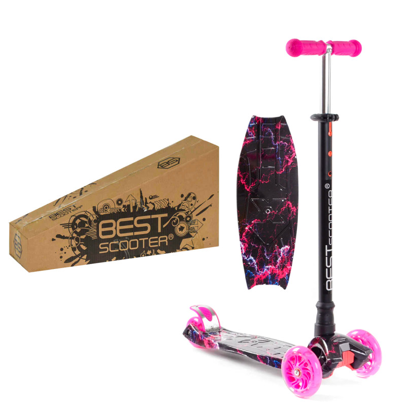 Самокат MAXI "Best Scooter" пластмасовий, 4 колеса PU, світло, трубка керма алюмінієва, d=12см, в кор. (779-2019)