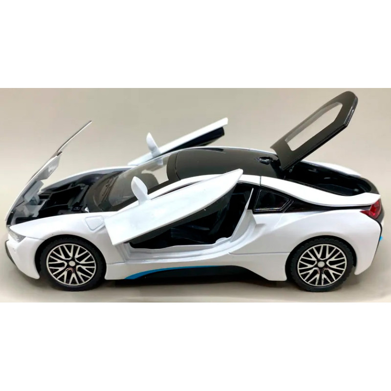 Іграшкова машинка металева BMW i8 купе, БМВ, біла, звук, світло, інерція, откр двері, багажник, капот, Автоексперт, 1:32, 16,5*6,5*4,0 см (11787)
