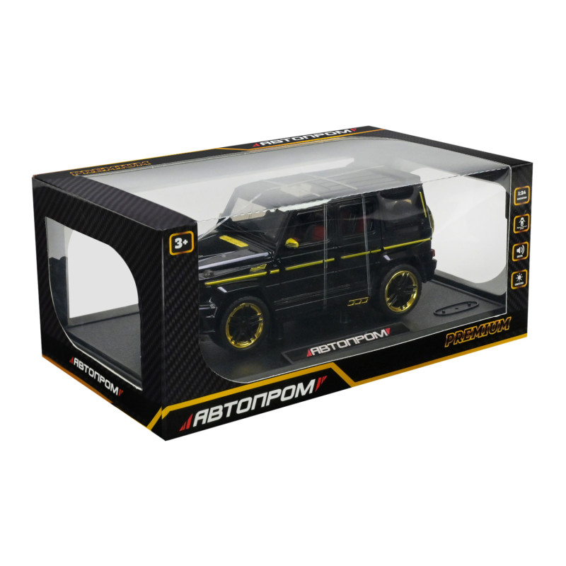 Машинка металл Mercedes-Benz G-Class Brabus черная 1:24 звук свет открыв двери капот багажник (AP7719)